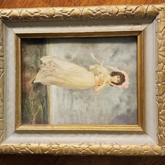 Vintage Thomas Lawrence Blue Boy & Pinkie Framed Black & Gold Victorian Art - Picture 3 of 12